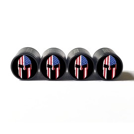 Spartan Warrior Trojan (Style 6) Tire Valve Caps - Black Aluminum - Set of Four