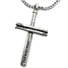FORGIVEN JEWELRY Baseball Bat Cross Necklace Chain