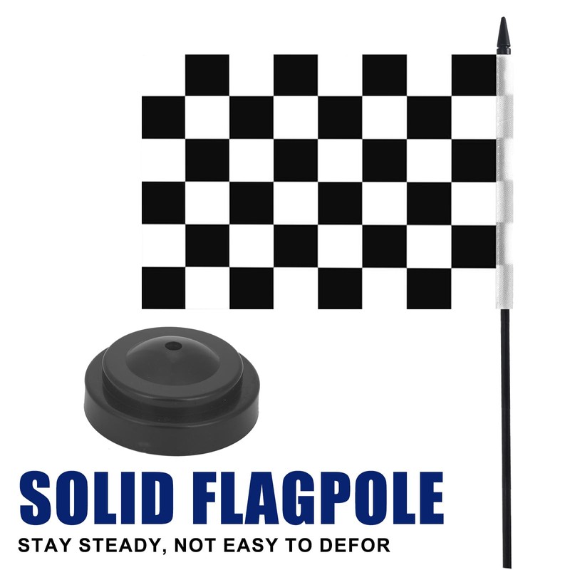JBSJBS Black and White Checkered Desk Flag 12" Solid Pole