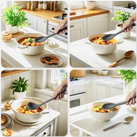 Silicone Kitchen Cooking Utensil Set: MOACC Heat Resistant 13.6in Long Kitchen Gadgets, BPA Free Non Stick Rubber Cook Accessories For Food Prep, Frying, Serving, Basting (Dark Grey)