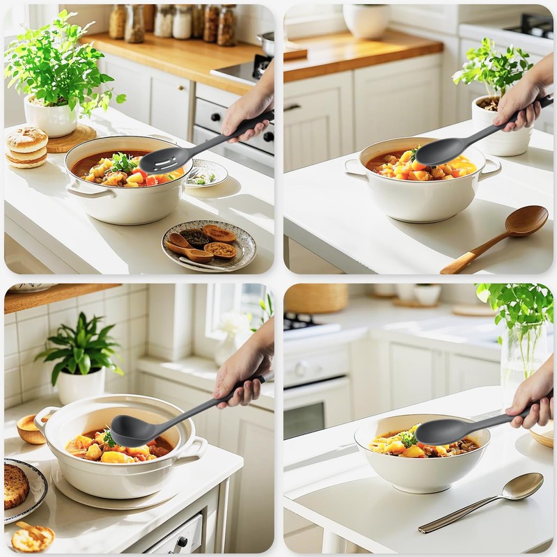 Silicone Kitchen Cooking Utensil Set: MOACC Heat Resistant 13.6in Long