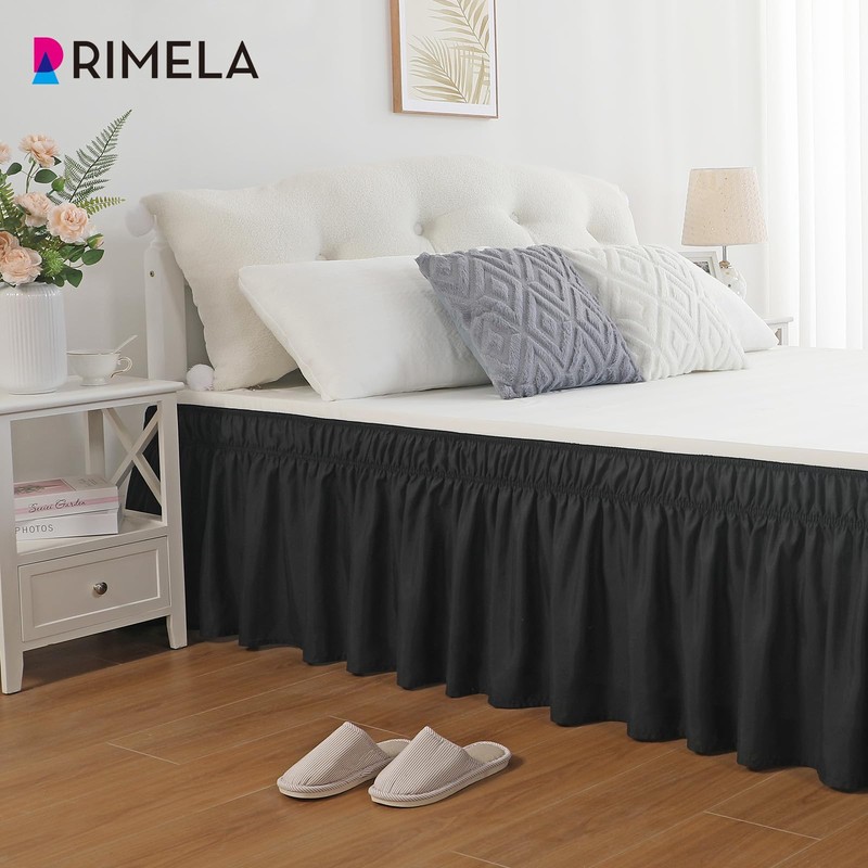 RIMELA Black Bed Skirt King Size 15 Inch Drop, Elastic