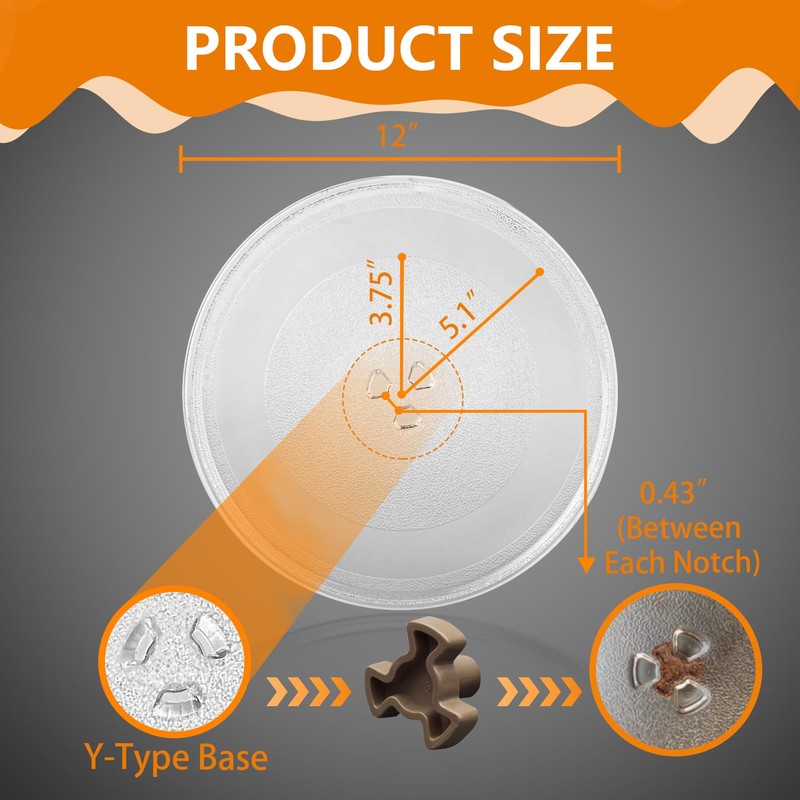 12'' Replacement Microwave Glass Plate Compatible with LG,Whirlpool- Microwave Plate