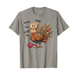 Thanksgiving Turkey Meow I'm a Cat Funny Thanksgiving T-Shirt for Men Women Girls Kids