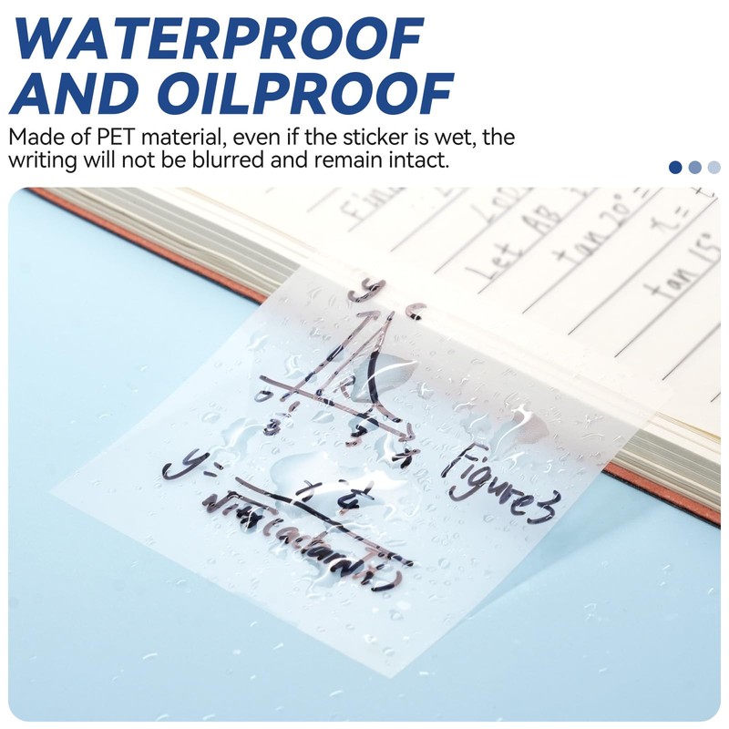 800 Sheets Transparent Sticky Notes with Index Tab, Waterproof &