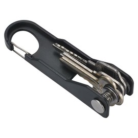 WOLMIK Key Organizer Compact Key Holder Plastic Keychain Minimalist Key Case Key Holder for Keychain Secures 1-5 Keys, black, 9 cm