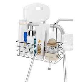 QIHS, Bathroom Shower Organizer, Chair Upper Hanging Shelf, 304 Stainless Steel Seat Storage Shelf for Elderly Disabled Shower Chair Bench with Armrests