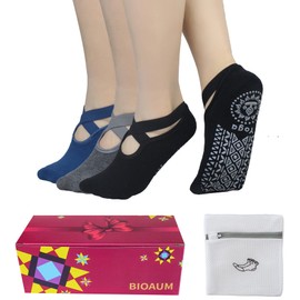 BIOAUM Non Slip Yoga Socks for Women,Anti-Skid Socks for Pilates,Barre,Dance 3-5 Pairs