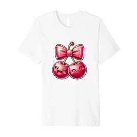 Coquette Bows with cherries Cute Coquette girl Premium T-Shirt