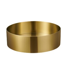 Batashy 14.9" Round Bathroom Vessel Sink, Stainless Steel Vessel Sink,with Pop Up Drain Stopper,Metal Wire Drawing,Modern Above Counter Bathroom Sink for Home,Hotel,Office Decor- Brushed Gold