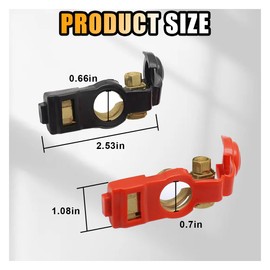 GLSOWEE Car Battery Terminal Connector, Negative & Positive Battery Cable Ends with Plastic Cover, Auto Pure Copper Terminal Clamps Connector Suitable for Car, Truck, RV, Boat (Original Brass Color)