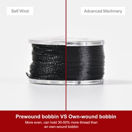 RICHWORD 144pcs 75D/2 (60WT) Size A Prewound Bobbins, Black Plastic Sides Class 15 Bobbin Thread for Single Needle Embroidery and Sewing Machine, 125 Yards