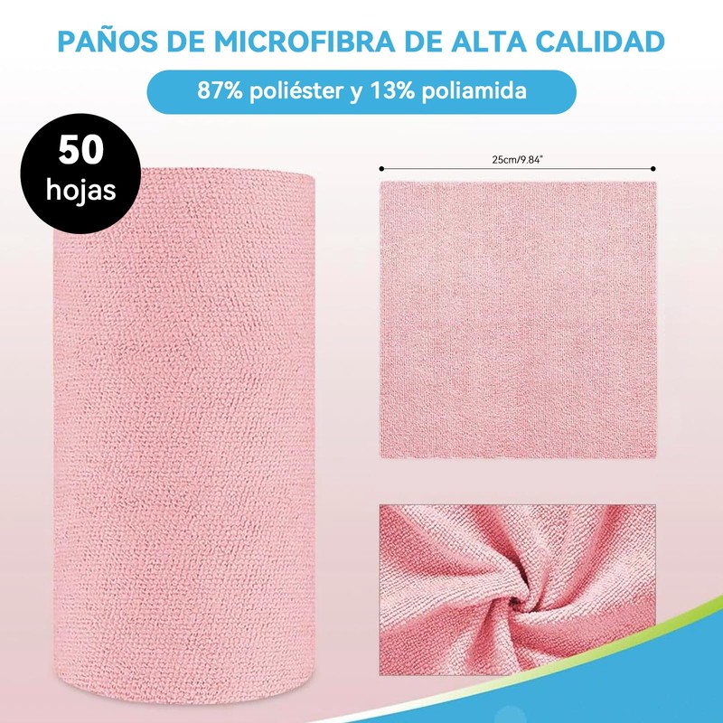UOUOU Rollo de Toallas de Microfibra, Paquete de 50, Rollo