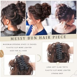 Extensiones Pelo Natural Moños Postizos Coletero Sintético Postizo Rizado Ondulado Clip Cola de Caballo Postizos Recogido para Mujeres y Niñas (Marrón