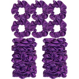 24 PCS Shiny Metallic Hair Scrunchies Bulk, Cheer Scrunchies Hair Accessories Cheerleading Hair Ties Elastics for Women Cheerleading Teams (Purple)