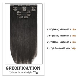 Aison Clip in Hair Extensions 100% Remy Human Hair Dark Brown 115G/7Pcs Real Human Hair Extensions for Women 16clips(22 Inch #2)