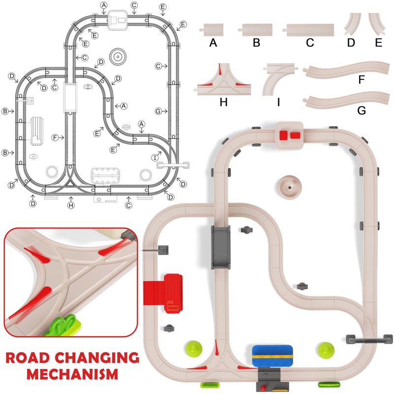 Urban Rail Train Set for Kids,55 pcs Electric Train Set