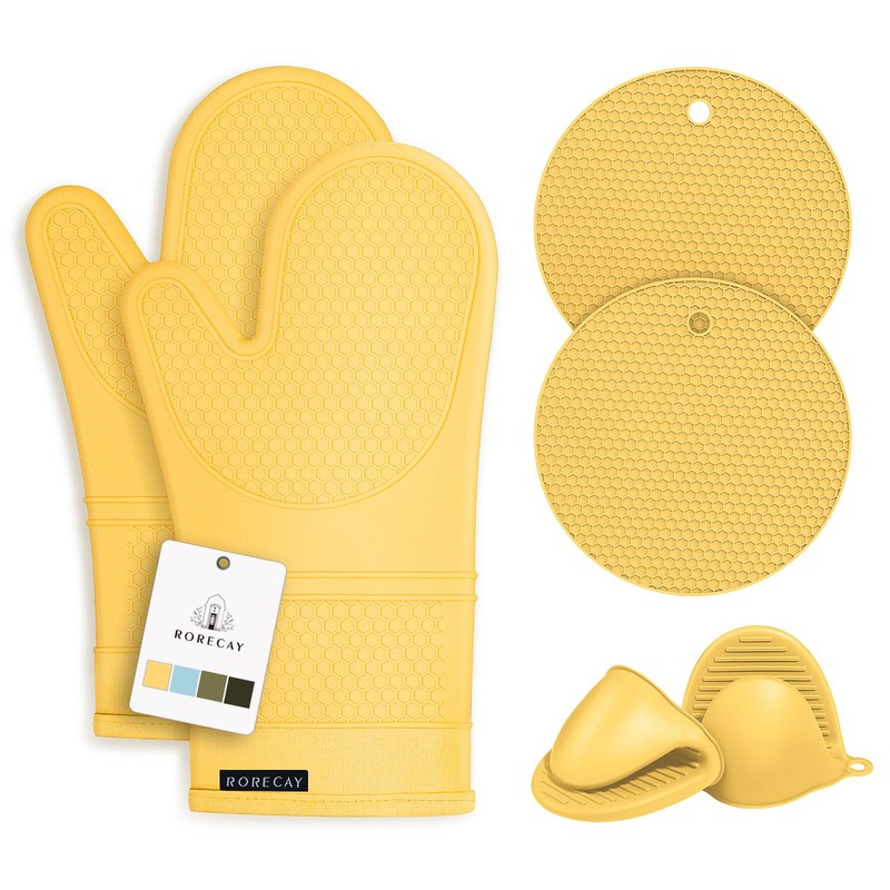 Rorecay Oven Mitts and Pot Holders Sets 6pcs, Extra Long