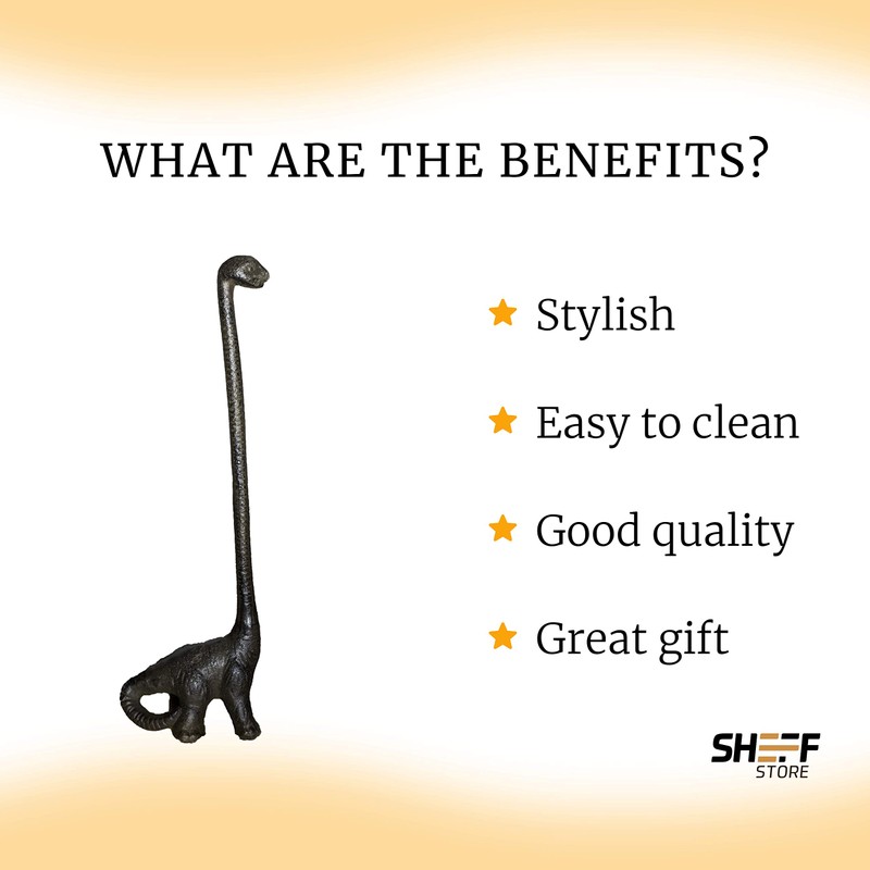 Dinosaur Cast Iron Paper Towel Holder - Sturdy and Functional