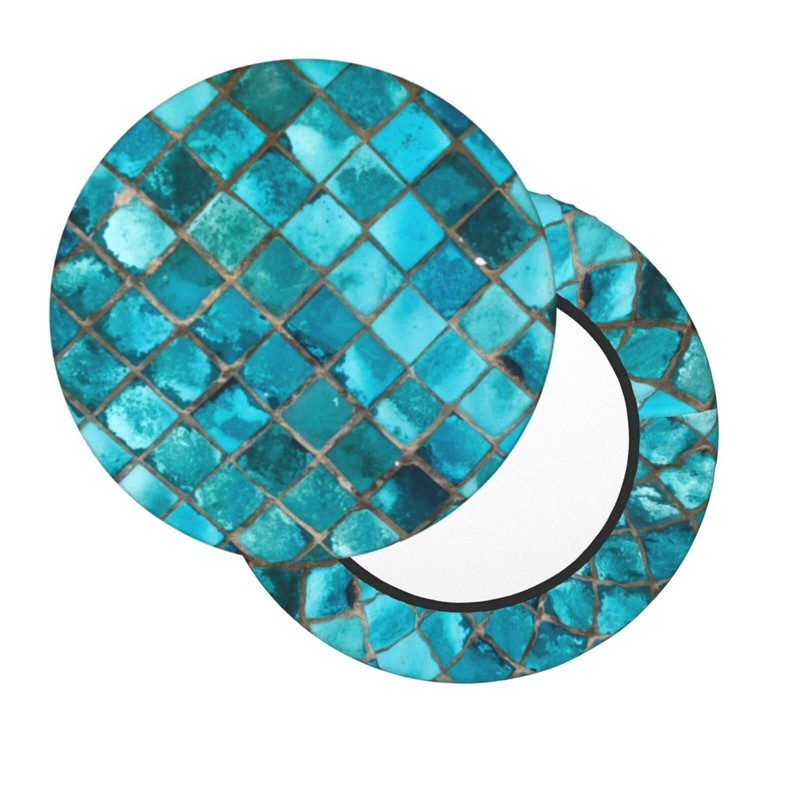 Ouqiuwa Turquoise Blue Bar Stool Covers Round, Soft Bar Stool