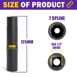 Spike Lug Nuts Socket Key with 7 Spline, 7 Piont Spiked Lug Nut Key Solid Tuner 4.9" Tall Replacement Tool for M14x1.5, M14x2.0, 9/16 Chevy Silverado Truck Aftermarket One-Piece LugNut Accessories