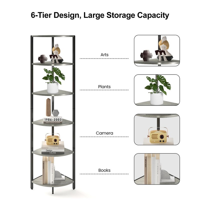 IRCPEN 6 Tier Corner Shelf, Industrial 63.1" Tall Ladder Corner