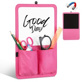 Briwooody Locker Accessories Kits 7.8 x 12.6 Inch Magnetic Whiteboard with Holder Bag Locker Organizer Supplies Back to School Essentials for School Cabinet Refrigerator Office(Rose Red)