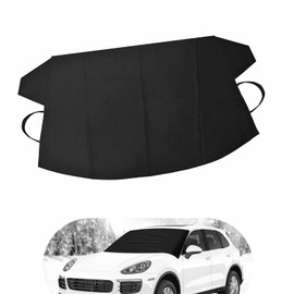 Sephile Windshield Ice and Snow Cover, 600D Oxford Winter Waterproof Anti-Freeze Protective Cover, 75" x 42.2" Foldable Perfect Coverage Frost Cover, Universal for Cars Trucks (Black)