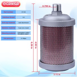 XY-05 DN15 Dryer Silencer，Air Compressor Silencer 1/2"，Drying Machine Diaphragm Pump Exhaust Noise Reduction XY05 Muffler Replacement Part
