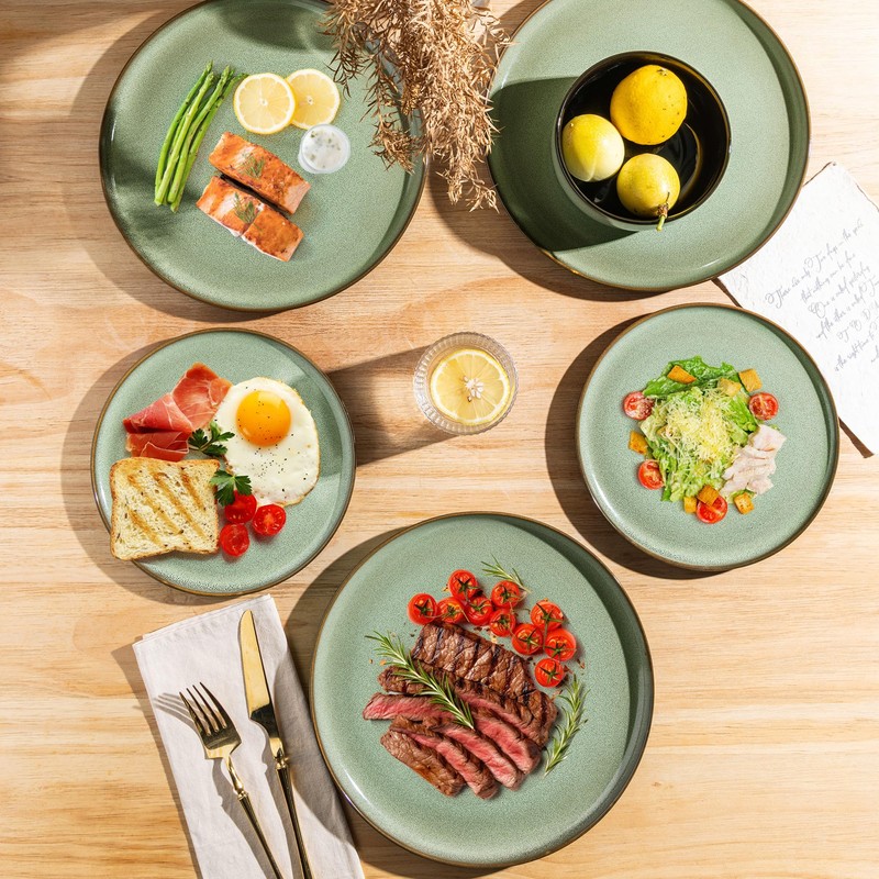 LERATIO Ceramic Dinnerware Sets for 4,12 Pieces Poreclain Plates and