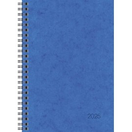 BRUNNEN Book Calendar Model 796 (2025), 2 Pages = 1 Week, A5, 128 Pages, Cardboard Cover, Blue