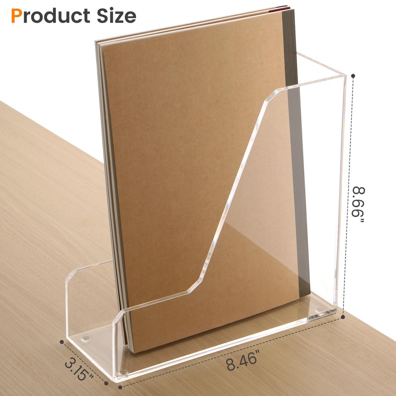 HeZone Acrylic Magazine Rack File Holder Desk Organizers and Storage