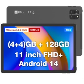 AGM PAD T1 Android 14 Tablet, 8 (4+4) GB RAM 128GB/1TB TF, 11 Inch FHD Display Widevine L1 Tablet