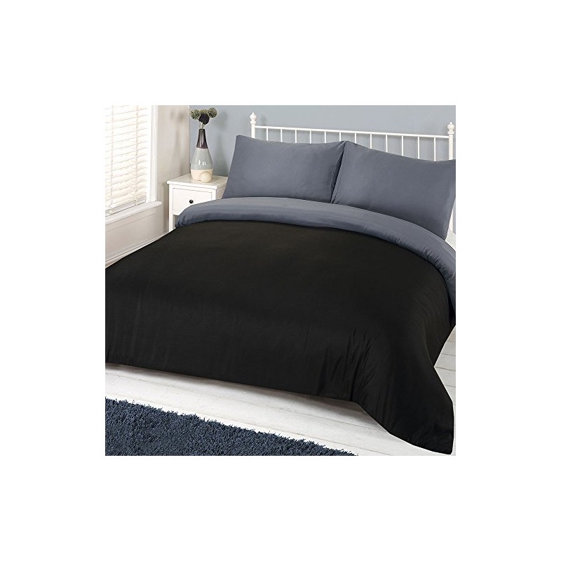 Brentfords Plain Dye Duvet Cover with Pillowcase Reversible Bedding Set