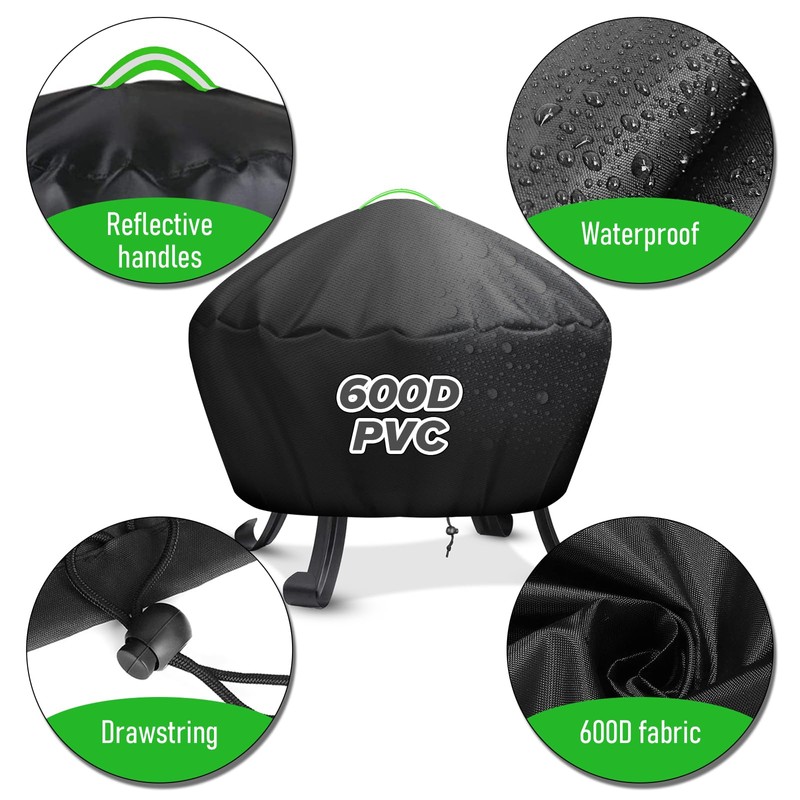 MaxAwe Round Fire Pit Cover, 77x31cm 600D Oxford Fabric Polyester