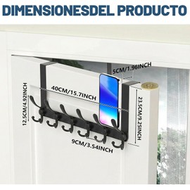 Perchero para Puerta, Gancho para Puerta Acero Inoxidable 15 Ganchos Puerta, Perchero para Pared, Diseño 3 Ganchos, no Es Necesario Taladrar, para Abrigos,Toallas,Llaves,Bolsos,Gorras