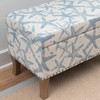 Linon Stephanie Cream and Light Blue Starfish Fully Upholstered Bench