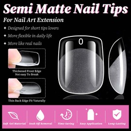 420pc Extra Short Square Nail Tips Short Fake Nails Tips Square Acrylic Nails Tips Clear Press on Nails Soft Gel Nail Tips Full Cover False Artificial Fingernail for Gel Nail Extensions