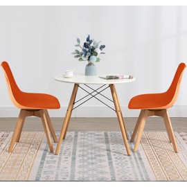 SONNACH Pack of 4 Velvet Mid Century Modern Dining Chair Covers, Armless Chair Cover,Living Room Side Chair Slipcovers (Orange)