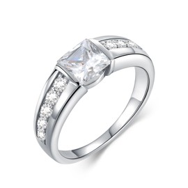 Luyona Mens Moissanite Wedding Band 925 Sterling Silver Ring For Men 1/1.5ct D Color VVS1 Clarity Brilliant Round/Princess Cut Promise Rings for Him with Free Engraving, Size 5-15, 12, Base, base