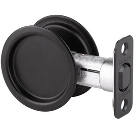 Kwikset 334-514 Round Passage Pocket Door Lock Matte Black Finish
