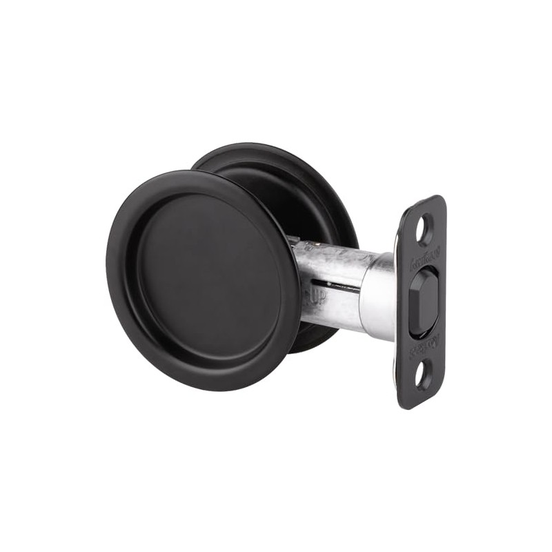 Kwikset 334-514 Round Passage Pocket Door Lock Matte Black Finish