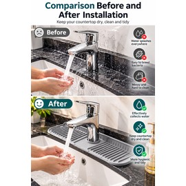 Silicone Faucet Mat for Kitchen & Bathroom Sinks – Water Catcher Splash Guard and Countertop Protector for Daily Sink Use