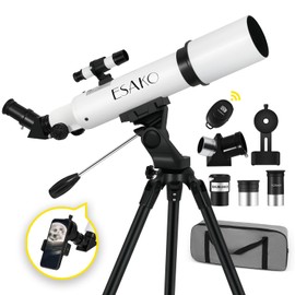 ESAKO Telescope for Adults & Kids, Astronomical Portable 80mm Aperture Beginners Telescope with Phone Adapter, Wireless Remote & Carry Bag