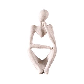 Home Decor Thinker Statue Ornaments Gold Decor Abstract Art Sculpture, Golden Resin Collectible Figurines For Home Living Room Bathroom Decorative Home Accessories (A-Sandstone-Right)