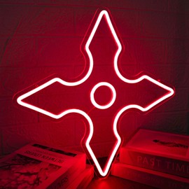 Anime Neon Signs for Wall Decor Shuriken Neon Light for Bedrooms Game Rooms Dimmable Anime Themed Room Decor and Christmas Gift Ideal for Anime Fans and Ninja Enthusiasts(16.3 * 16.3inch)
