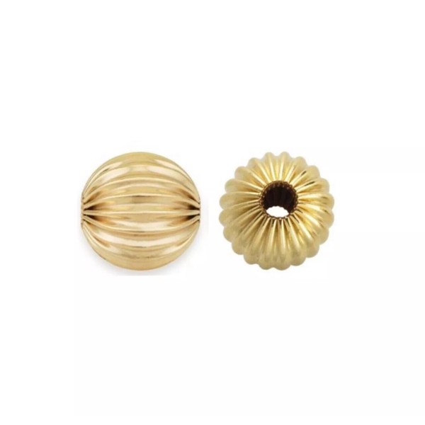 Beadtifulstyle 14k Gold Filled 5mm Corrugated Round Bead 6pcs #6105-5