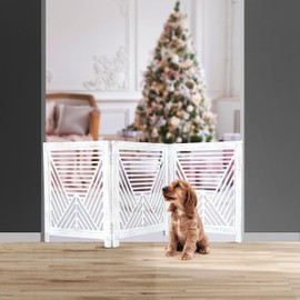 Dog Gate,Pet Gate,Gates for Dog Indoor,Dog Gate for The House Extra Wide,Dog Gate for Stairs,Puppy Gates,Safety Gates for Pets,Wooden Foldable Pet Gates 24x18 Antique White, 3 Panels