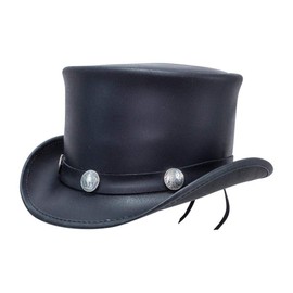 American Hat Makers El Dorado Top Hat – Black Leather Hat for Men & Women