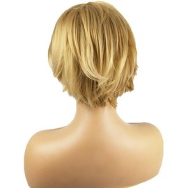 Wig Women's Fashion Short Straight Hair Light Gold Outwardly upturned Short Hair Full Wig